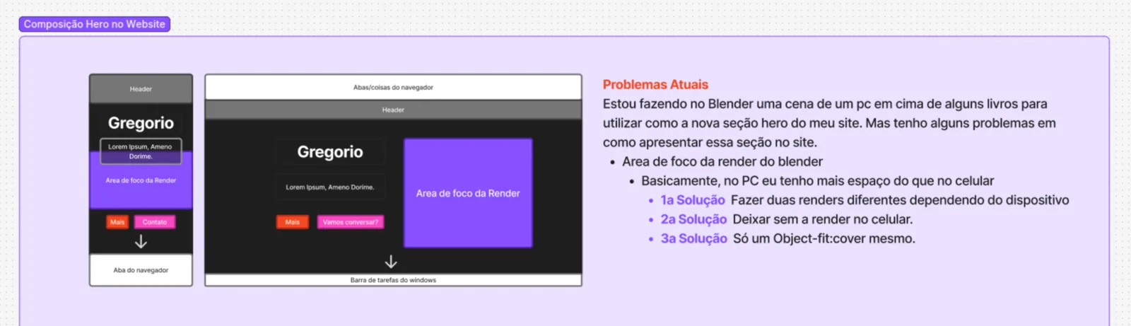 Composição visual da seção hero do site Gregorio Alves.